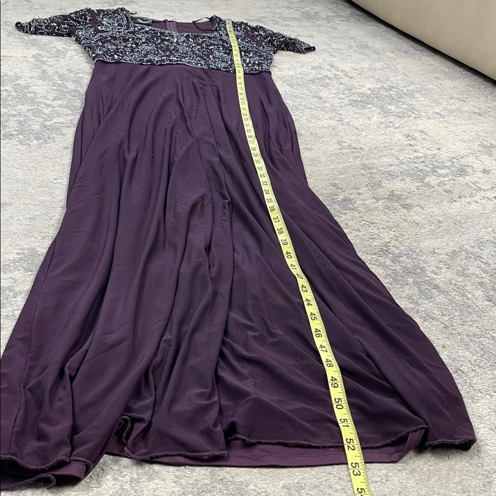 Pisarro Nights Beaded Bodice A Line Gown Maxi Dress Wine Purple Sz 6 - Picture 11 of 13